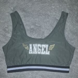 Angel Green Sports Bra with Gold Accents
